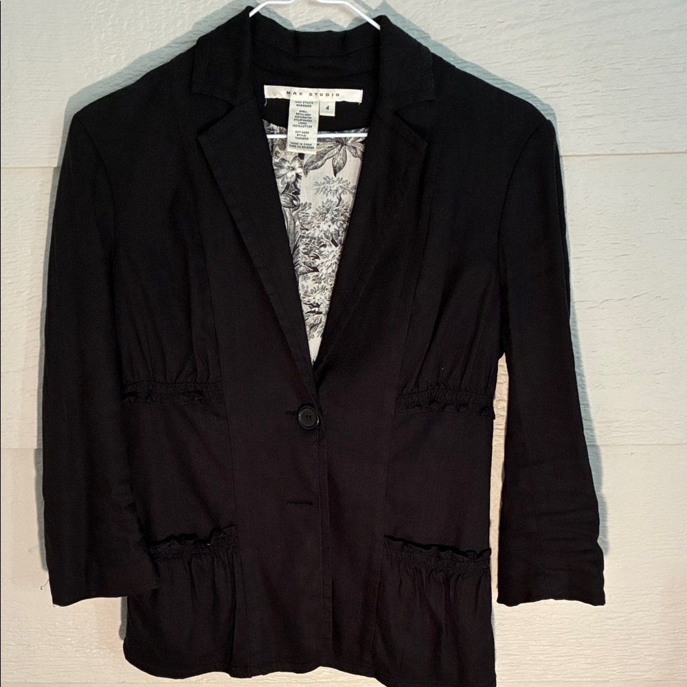 Max Studio Black Blazer with Floral Lining